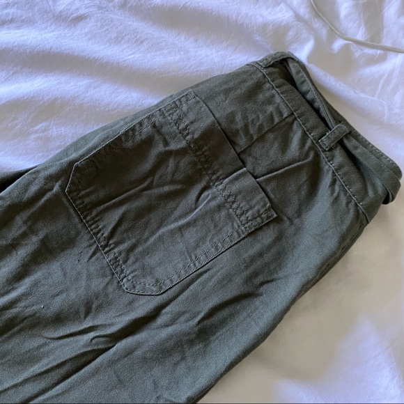 Army Green Wide Leg Cotton Pants (Size S) - Picture 2 of 3